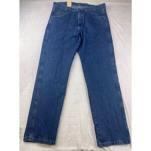 NWT Wrangler Straight Jeans Women's Size 36x34 Blue Denim Cotton Relaxed Fit